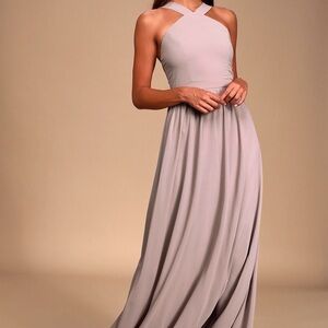 Lulus Elegant Taupe Halter Maxi Dress Small